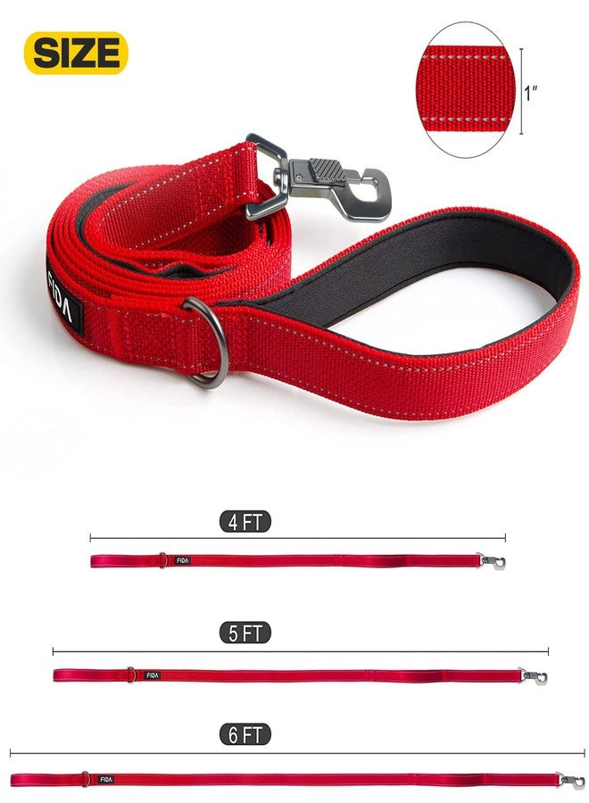Fida 5 FT Heavy Duty Dog Leash with 2 Comfortable Padded Handles, Traffic Handle & Advanced Easy Snap Hook, Reflective Walking Lead for Large, Medium & Small Breed Dogs, Red - Image 5